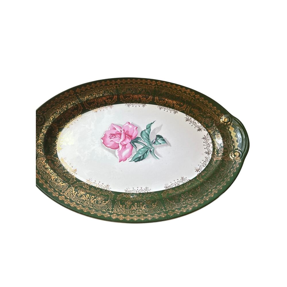 serving platterChantilly Dark Green (Gold Filigree) pattern by Stradford,